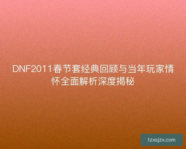 DNF2011春节套经典回顾与当年玩家情怀全面解析深度揭秘